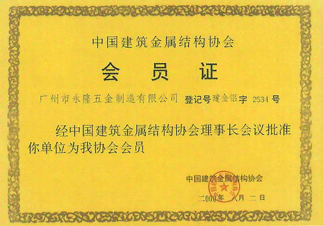 Honorary certificate